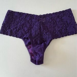 Hanky Panky Purple High Waist Stretch Lace Retro Thong Panty